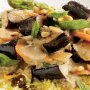 Moroccan glazed vegetables with orange mint couscous