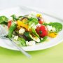 Barbecued vegetable salad with feta and spinach