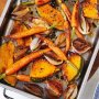 Maple-roasted pumpkin and baby carrots