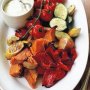 Oven-roasted vegies with feta dressing (low fat)
