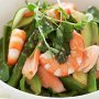 Asparagus, salmon, prawn and spinach salad