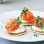 Mini pikelets with smoked salmon and creme fraiche