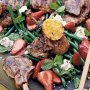 Lamb cutlets with bean, strawberry and feta salad