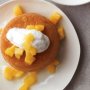 Golden cakes with ginger-poached fruit