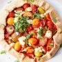 Tomato, ricotta and olive spelt tart with basil