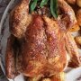 Sage roast turkey with pork stuffing and apple cider gravy