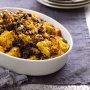 Cornbread stuffing with kale, bacon, and pecans