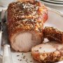 Roast pork loin with cranberry, onion and balsamic relish